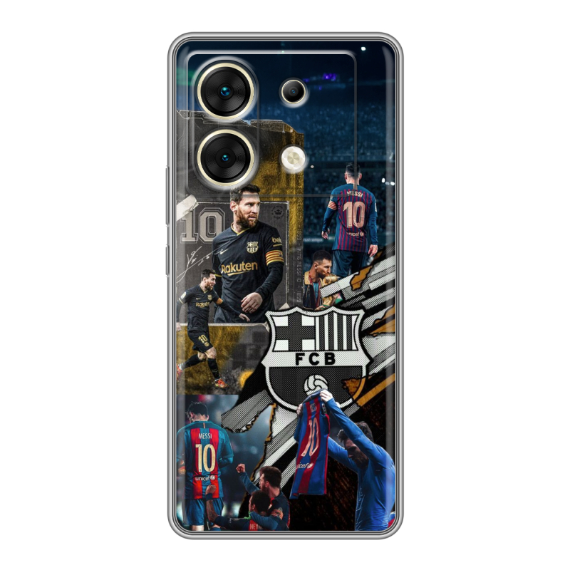 Силиконовый чехол на Infinix Zero 30 5G с принтом Messi Barcelona Силиконовый чехол на Infinix Zero 30 5G с принтом Messi Barcelona