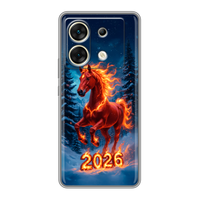 Силиконовый чехол на Infinix Zero 30 5G с принтом Новый год коня Силиконовый чехол на Infinix Zero 30 5G с принтом Новый год коня