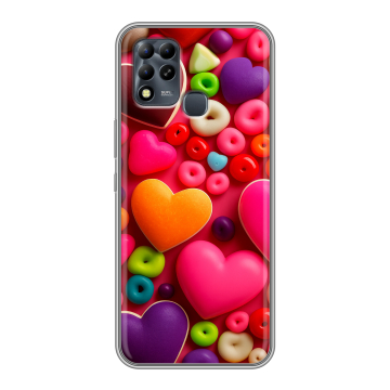 Силиконовый чехол на Infinix Hot 11 G37 с принтом Сердечки