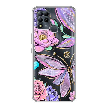 Силиконовый чехол на Infinix Hot 11 G37 с принтом Бабочки и цветы