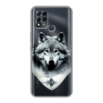 Силиконовый чехол на Infinix Hot 11 G37 с принтом Волк в лесу