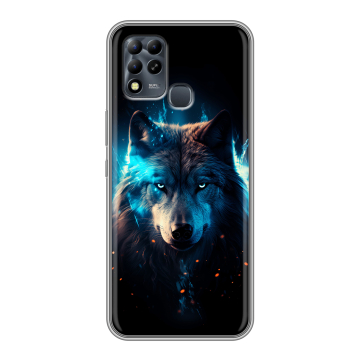 Силиконовый чехол на Infinix Hot 11 G37 с принтом Волк ночной