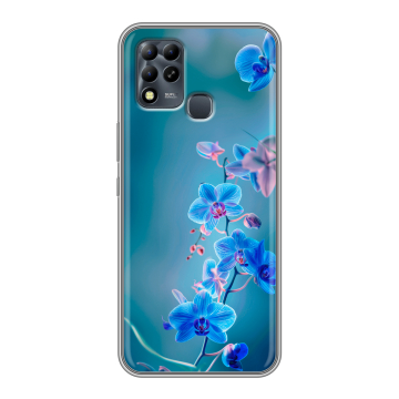 Силиконовый чехол на Infinix Hot 11 G37 с принтом Голубые цветы