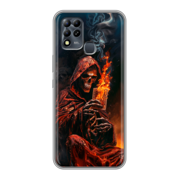 Силиконовый чехол на Infinix Hot 11 G37 с принтом Скелет и карты