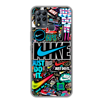 Силиконовый чехол на Infinix Hot 11 G37 с принтом найк nike черный