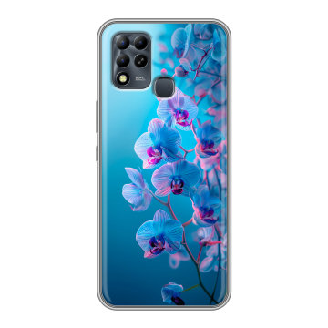 Силиконовый чехол на Infinix Hot 11 G37 с принтом голубые орхидеи