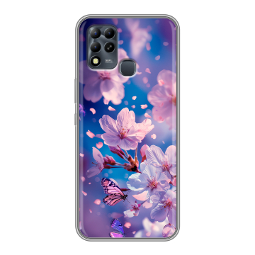 Силиконовый чехол на Infinix Hot 11 G37 с принтом цветы бабочки