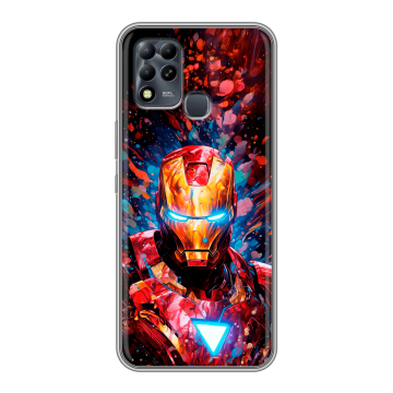 Силиконовый чехол на Infinix Hot 11 G37 с принтом Железный человек Ironman