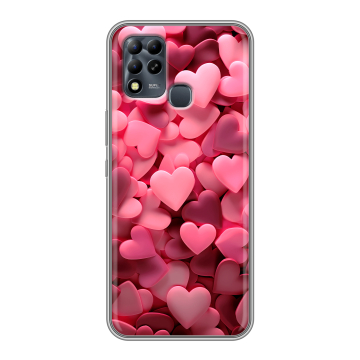 Силиконовый чехол на Infinix Hot 11 G37 с принтом розовые сердечки