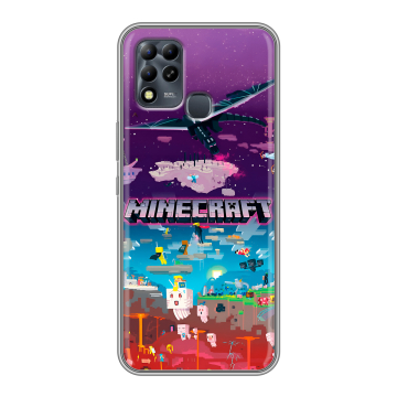 Силиконовый чехол на Infinix Hot 11 G37 с принтом Майнкрафт Minecraft