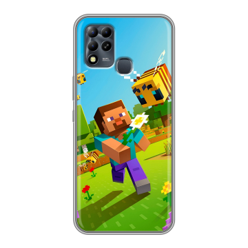 Силиконовый чехол на Infinix Hot 11 G37 с принтом Майнкрафт Minecraft
