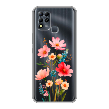 Силиконовый чехол на Infinix Hot 11 G37 с принтом Цветы Силиконовый чехол на Infinix Hot 11 G37 с принтом Цветы