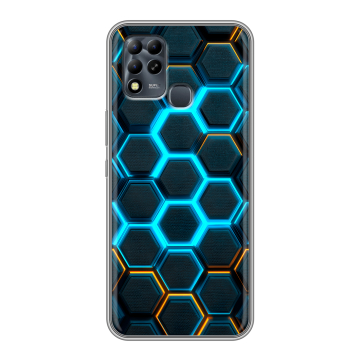 Силиконовый чехол на Infinix Hot 11 G37 с принтом Неоновые соты Силиконовый чехол на Infinix Hot 11 G37 с принтом Неоновые соты