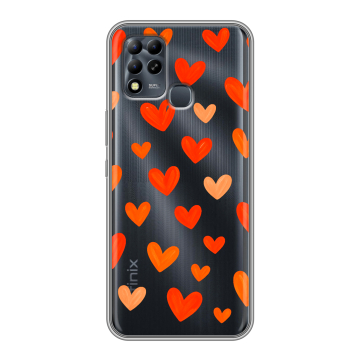 Силиконовый чехол на Infinix Hot 11 G37 с принтом Сердечки Силиконовый чехол на Infinix Hot 11 G37 с принтом Сердечки