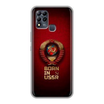 Силиконовый чехол на Infinix Hot 11 G37 с принтом Флаг Герб СССР Силиконовый чехол на Infinix Hot 11 G37 с принтом Флаг Герб СССР