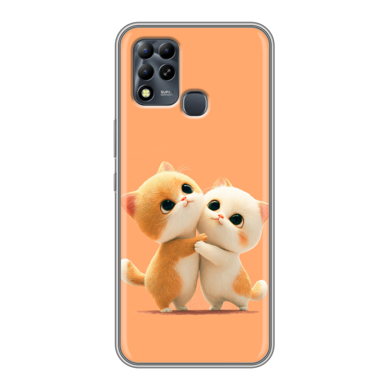 Силиконовый чехол на Infinix Hot 11 G37 с принтом Милые котики Силиконовый чехол на Infinix Hot 11 G37 с принтом Милые котики