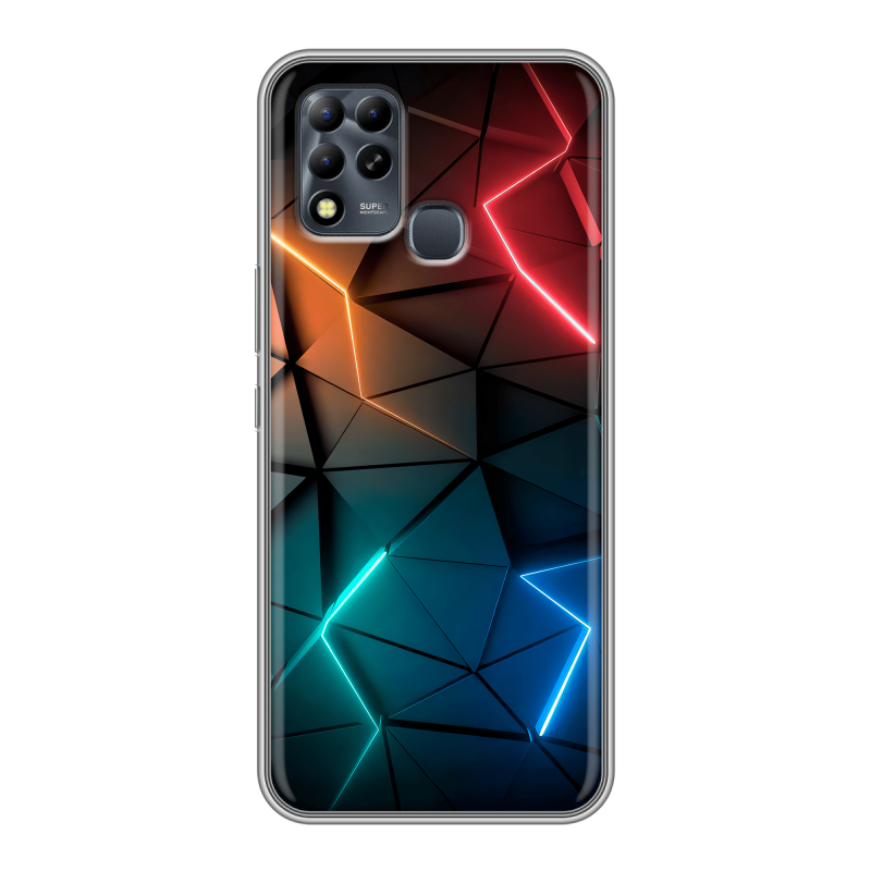Силиконовый чехол на Infinix Hot 11 G37 с принтом Абстракция неон Силиконовый чехол на Infinix Hot 11 G37 с принтом Абстракция неон