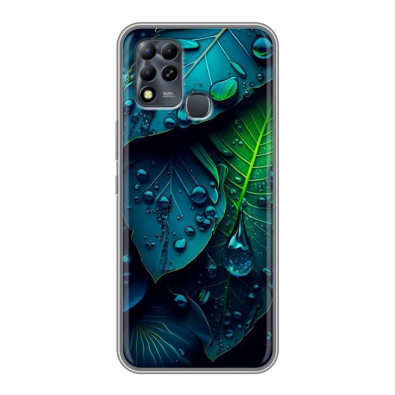 Силиконовый чехол на Infinix Hot 11 G37 с принтом Листья Силиконовый чехол на Infinix Hot 11 G37 с принтом Листья