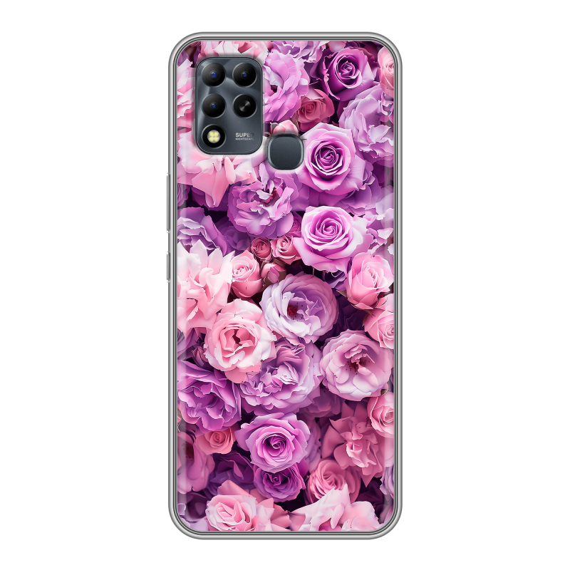 Силиконовый чехол на Infinix Hot 11 G37 с принтом лавандовые розы Силиконовый чехол на Infinix Hot 11 G37 с принтом лавандовые розы