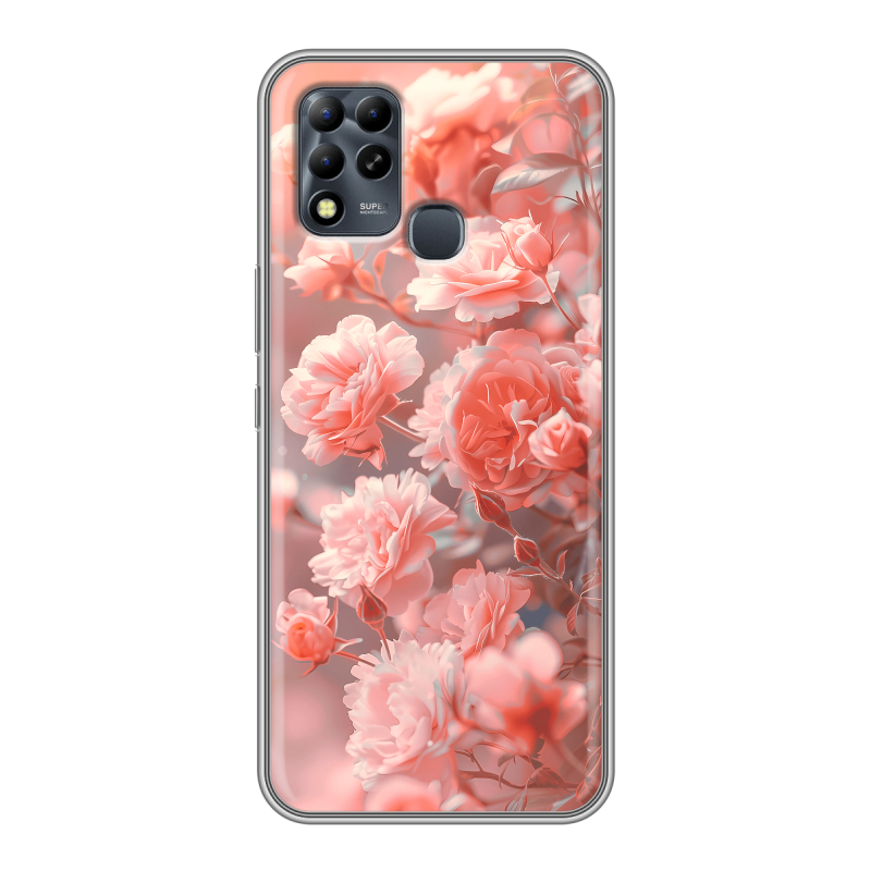 Силиконовый чехол на Infinix Hot 11 G37 с принтом Розы цветы Силиконовый чехол на Infinix Hot 11 G37 с принтом Розы цветы