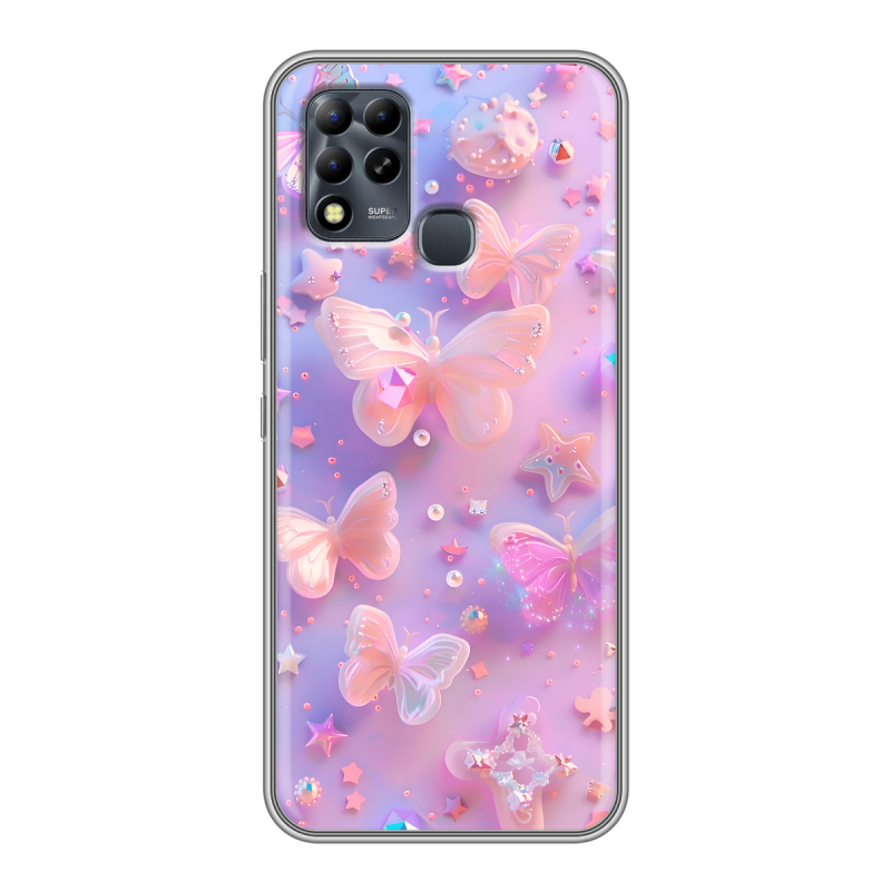 Силиконовый чехол на Infinix Hot 11 G37 с принтом Бабочки Силиконовый чехол на Infinix Hot 11 G37 с принтом Бабочки