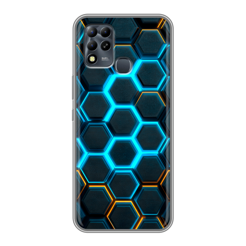 Силиконовый чехол на Infinix Hot 11 G37 с принтом Неоновые соты Силиконовый чехол на Infinix Hot 11 G37 с принтом Неоновые соты
