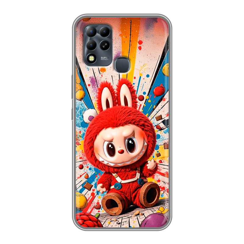 Силиконовый чехол на Infinix Hot 11 G37 с принтом Labubu Лабубу Силиконовый чехол на Infinix Hot 11 G37 с принтом Labubu Лабубу