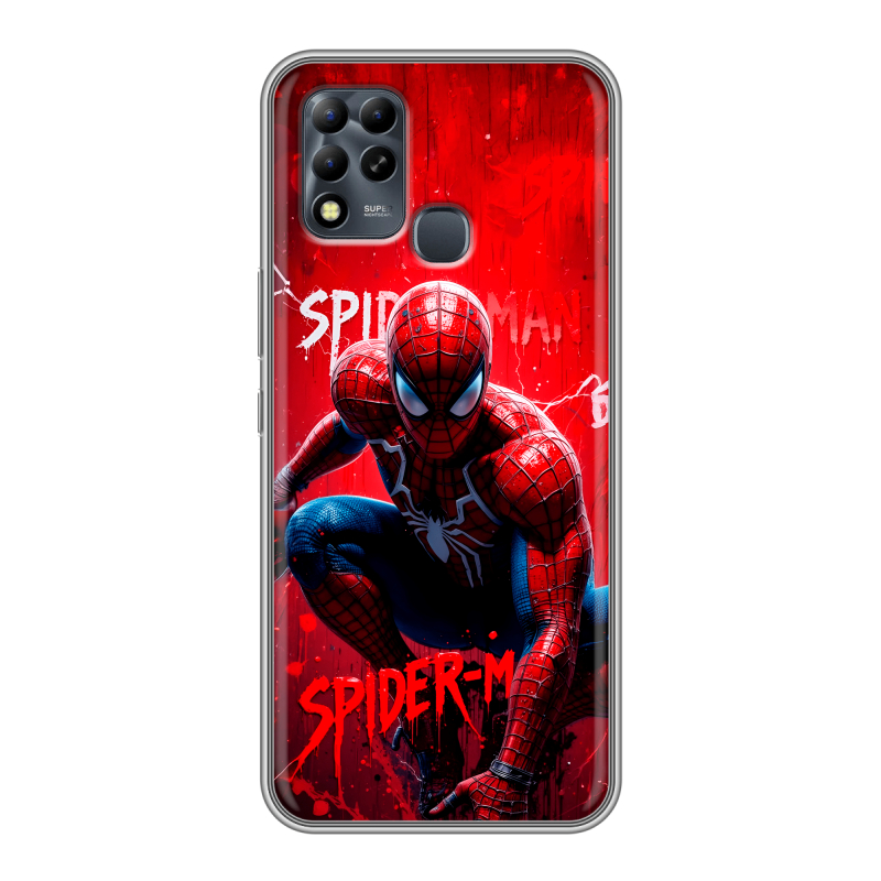 Силиконовый чехол на Infinix Hot 11 G37 с принтом Spiderman Человек паук Силиконовый чехол на Infinix Hot 11 G37 с принтом Spiderman Человек паук