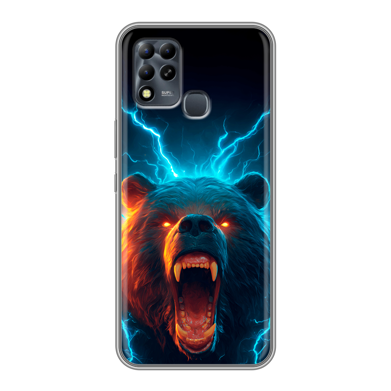 Силиконовый чехол на Infinix Hot 11 G37 с принтом Медведь Силиконовый чехол на Infinix Hot 11 G37 с принтом Медведь