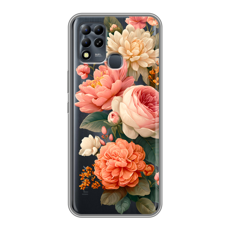 Силиконовый чехол на Infinix Hot 11 G37 с принтом цветы Силиконовый чехол на Infinix Hot 11 G37 с принтом цветы