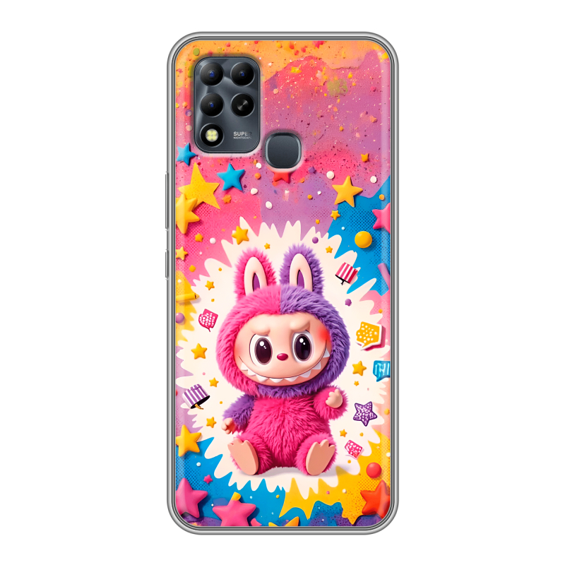 Силиконовый чехол на Infinix Hot 11 G37 с принтом Labubu Лабубу Силиконовый чехол на Infinix Hot 11 G37 с принтом Labubu Лабубу