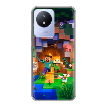 Силиконовый чехол на Vivo Y02A с принтом Майнкрафт Minecraft Силиконовый чехол на Vivo Y02A с принтом Майнкрафт Minecraft