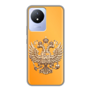 Силиконовый чехол на Vivo Y02A с принтом Герб Флаг России