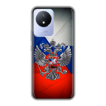 Силиконовый чехол на Vivo Y02A с принтом Флаг России Силиконовый чехол на Vivo Y02A с принтом Флаг России