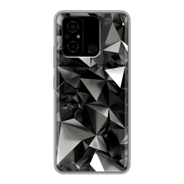 Силиконовый чехол на Xiaomi Poco C55 с принтом Черные кристаллы Силиконовый чехол на Xiaomi Poco C55 с принтом Черные кристаллы