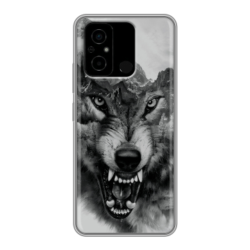 Силиконовый чехол на Xiaomi Poco C55 с принтом Волк Силиконовый чехол на Xiaomi Poco C55 с принтом Волк