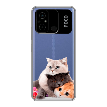 Силиконовый чехол на Xiaomi Poco C55 с принтом Кошки Силиконовый чехол на Xiaomi Poco C55 с принтом Кошки