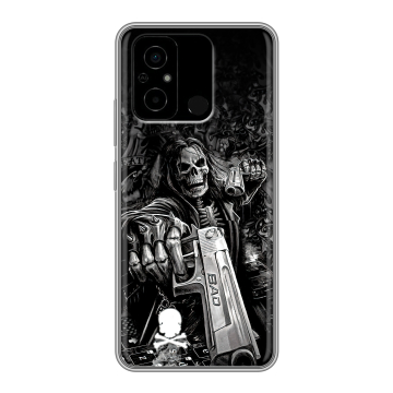 Силиконовый чехол на Xiaomi Poco C55 с принтом Скелет Силиконовый чехол на Xiaomi Poco C55 с принтом Скелет