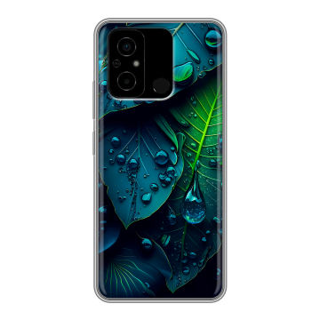 Силиконовый чехол на Xiaomi Poco C55 с принтом Листья Силиконовый чехол на Xiaomi Poco C55 с принтом Листья
