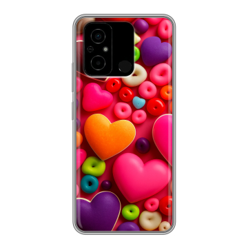 Силиконовый чехол на Xiaomi Poco C55 с принтом Сердечки Силиконовый чехол на Xiaomi Poco C55 с принтом Сердечки