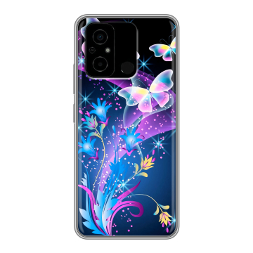 Силиконовый чехол на Xiaomi Poco C55 с принтом Бабочки Силиконовый чехол на Xiaomi Poco C55 с принтом Бабочки