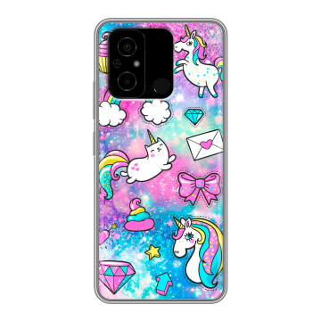 Силиконовый чехол на Xiaomi Poco C55 с принтом Единороги Силиконовый чехол на Xiaomi Poco C55 с принтом Единороги