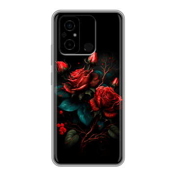 Силиконовый чехол на Xiaomi Poco C55 с принтом Розы красные Силиконовый чехол на Xiaomi Poco C55 с принтом Розы красные