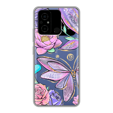 Силиконовый чехол на Xiaomi Poco C55 с принтом Бабочки и цветы