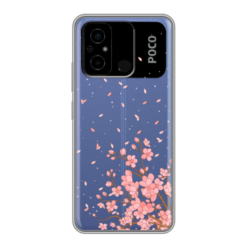 Силиконовый чехол на Xiaomi Poco C55 с принтом Ветка сакуры