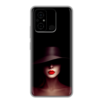 Силиконовый чехол на Xiaomi Poco C55 с принтом Девушка в шляпе Силиконовый чехол на Xiaomi Poco C55 с принтом Девушка в шляпе