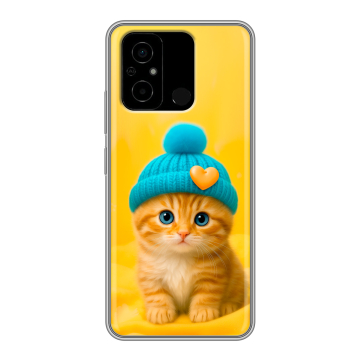 Силиконовый чехол на Xiaomi Poco C55 с принтом Котенок в шапке