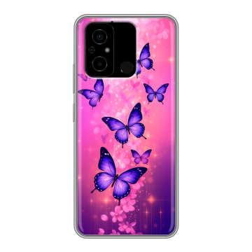 Силиконовый чехол на Xiaomi Poco C55 с принтом Бабочки Силиконовый чехол на Xiaomi Poco C55 с принтом Бабочки
