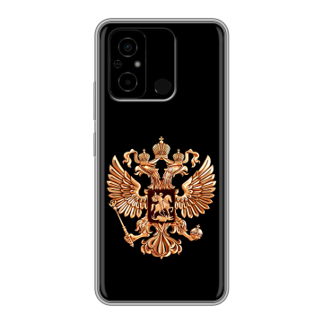 Силиконовый чехол на Xiaomi Poco C55 с принтом Герб России золотой