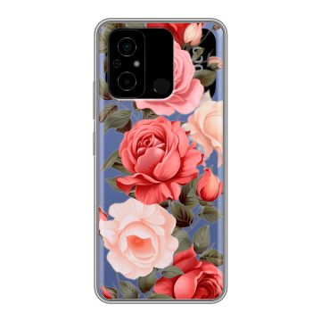 Силиконовый чехол на Xiaomi Poco C55 с принтом Розы Силиконовый чехол на Xiaomi Poco C55 с принтом Розы